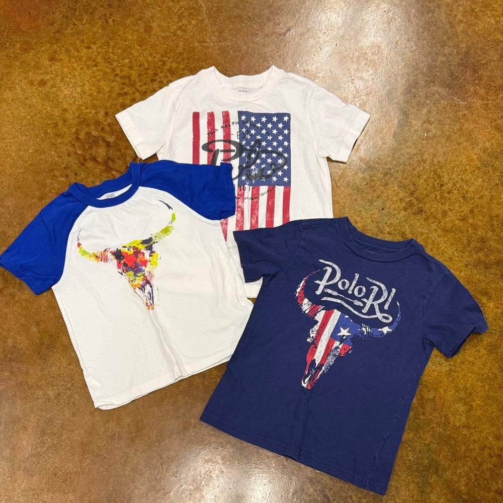 Polo by Ralph Lauren Kids Tees - White and Blue Sz 5